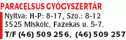   - Paracelsus Gyógyszertár